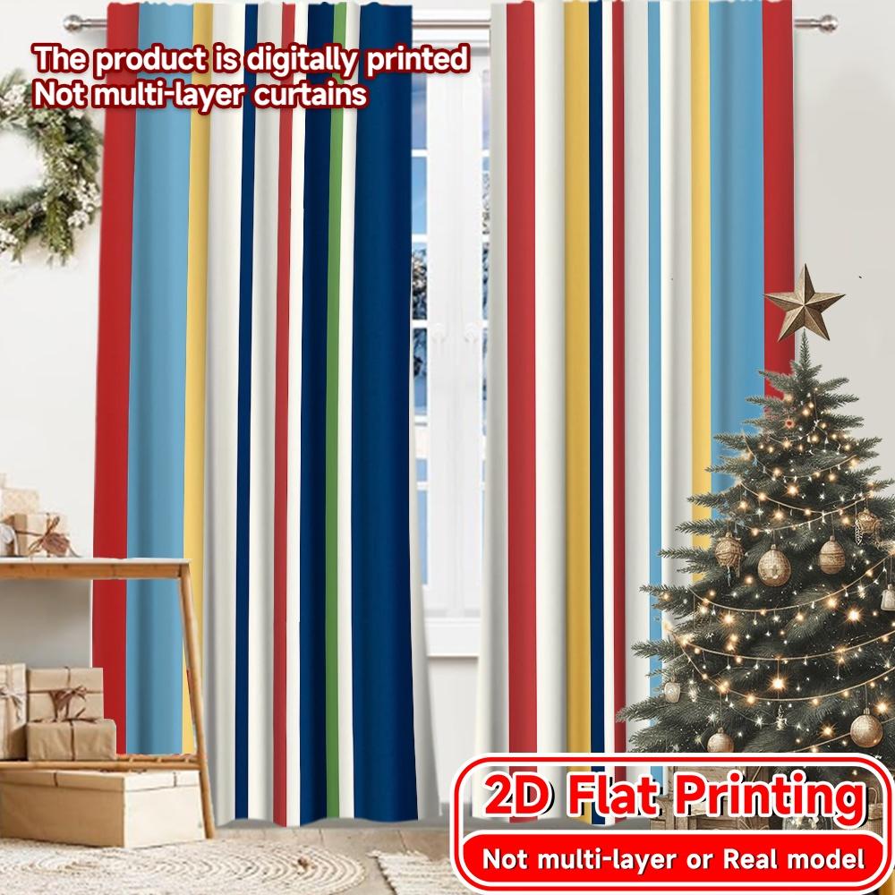 

2pcs, 2D FLAT PRINTING Curtains (Without Rod) Striped Harmony(5) Chic Print Curtains Festival Semi-Sheer Curtains Outdoor 52.50 × 116.00 cm 2 pcs