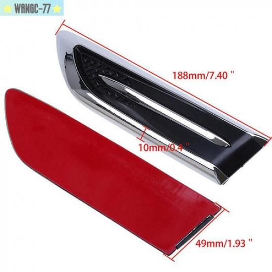 2x Silver Car SUV Air Flow Fender Side Vent Decoration Sticker Cover Accessories