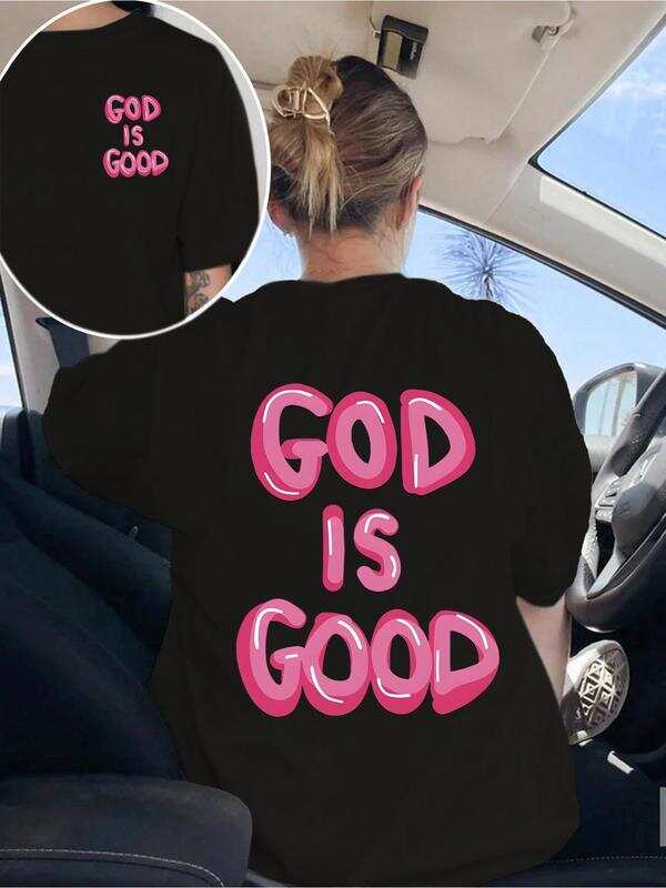 Unisex letter print crew neck T-shirt, fashionable and casual unisex crew neck T-shirt. S