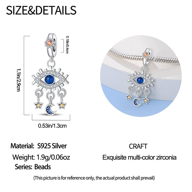 925 Sterling Silver Evil Eye Tarot Justice Star Coins Beads Sun Moon Star Lovers Pendant Charms Beads DIY Jewelry For Women