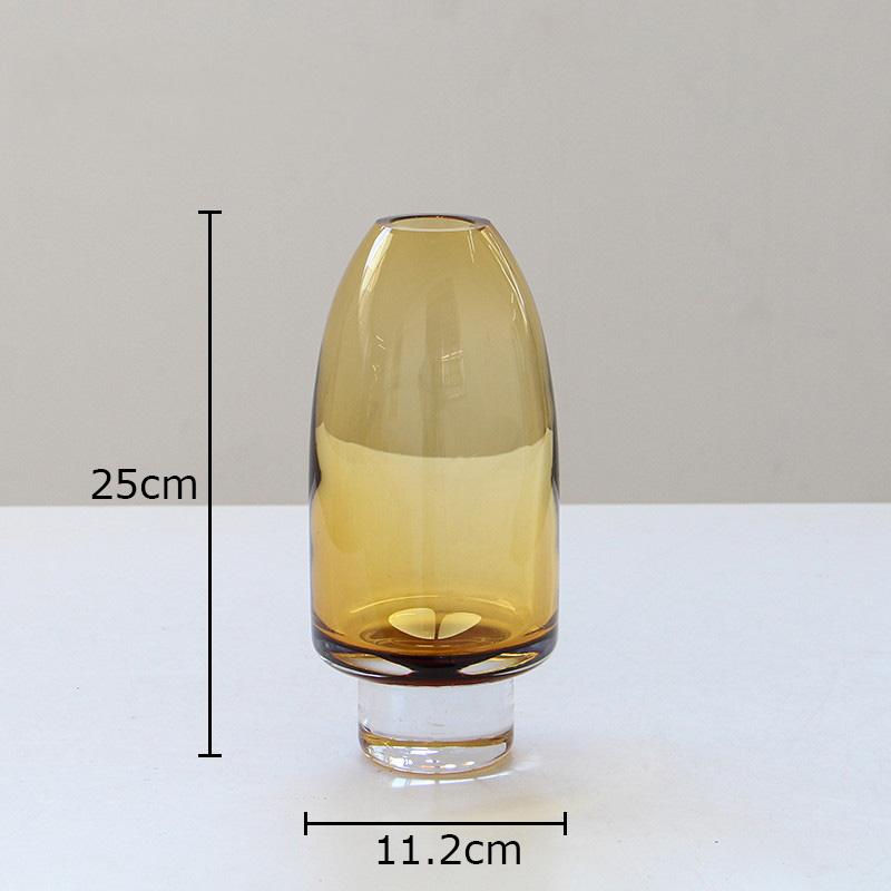 Transparent Amber Color Glass Vase Round Flower Pots Table Decoration Flowers Arrangement Floral Vases Room Aesthetic Decor