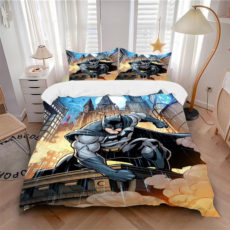 3pcs Batman Cover Set, Bedding Set, Soft Comfortable Duvet Cover, For Bedroom, Guest Room (1*Duvet Cover + 2*Pillowcases, Without Core) yy25