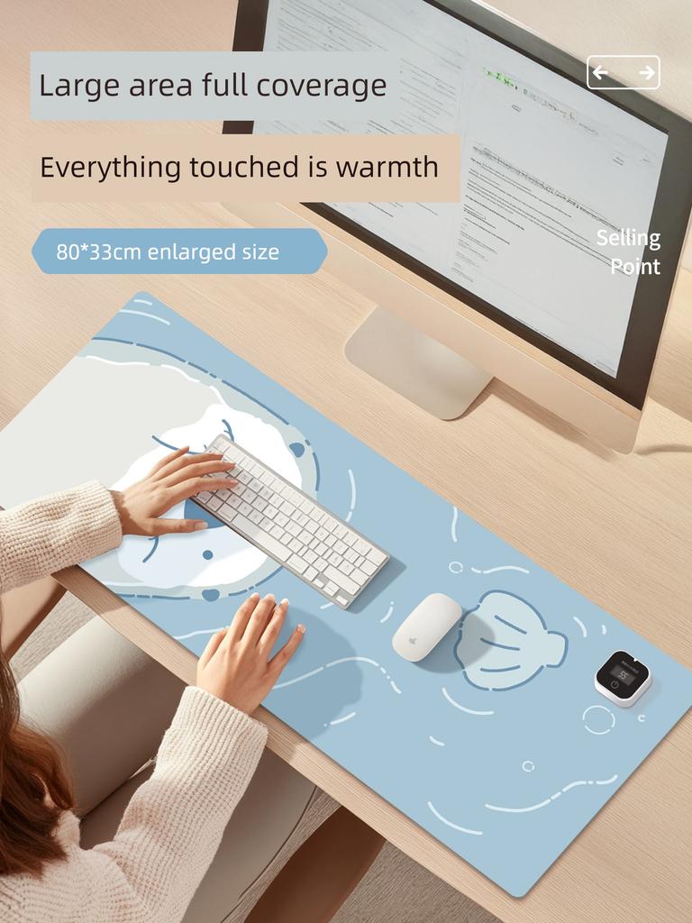 Heating Mouse Pad Winter Office Computer Desktop Heating Mat Student Writing Hand Warmer Oversized Heating Table Mat