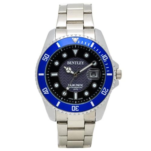 Klefer Men's Analog Solar-Powered Waterproof Watch with Metal Band, Bentley Blue, Silver (BT-AM388-BLS)