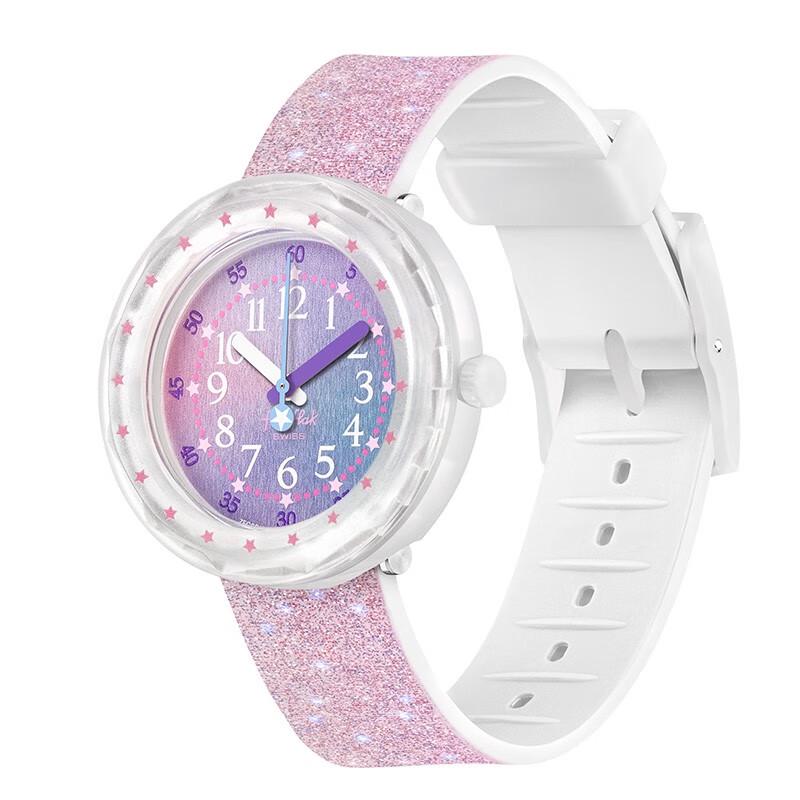 Dětské hodinky Swatch Flik Flak, měkká fialová, noční obloha, quartzové