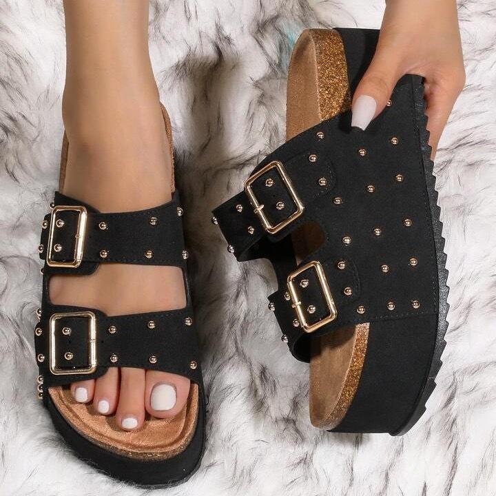 European and American foreign trade Roman shoes 2025 new heightened platform belt buckle fashionable cork retro sandals drag
