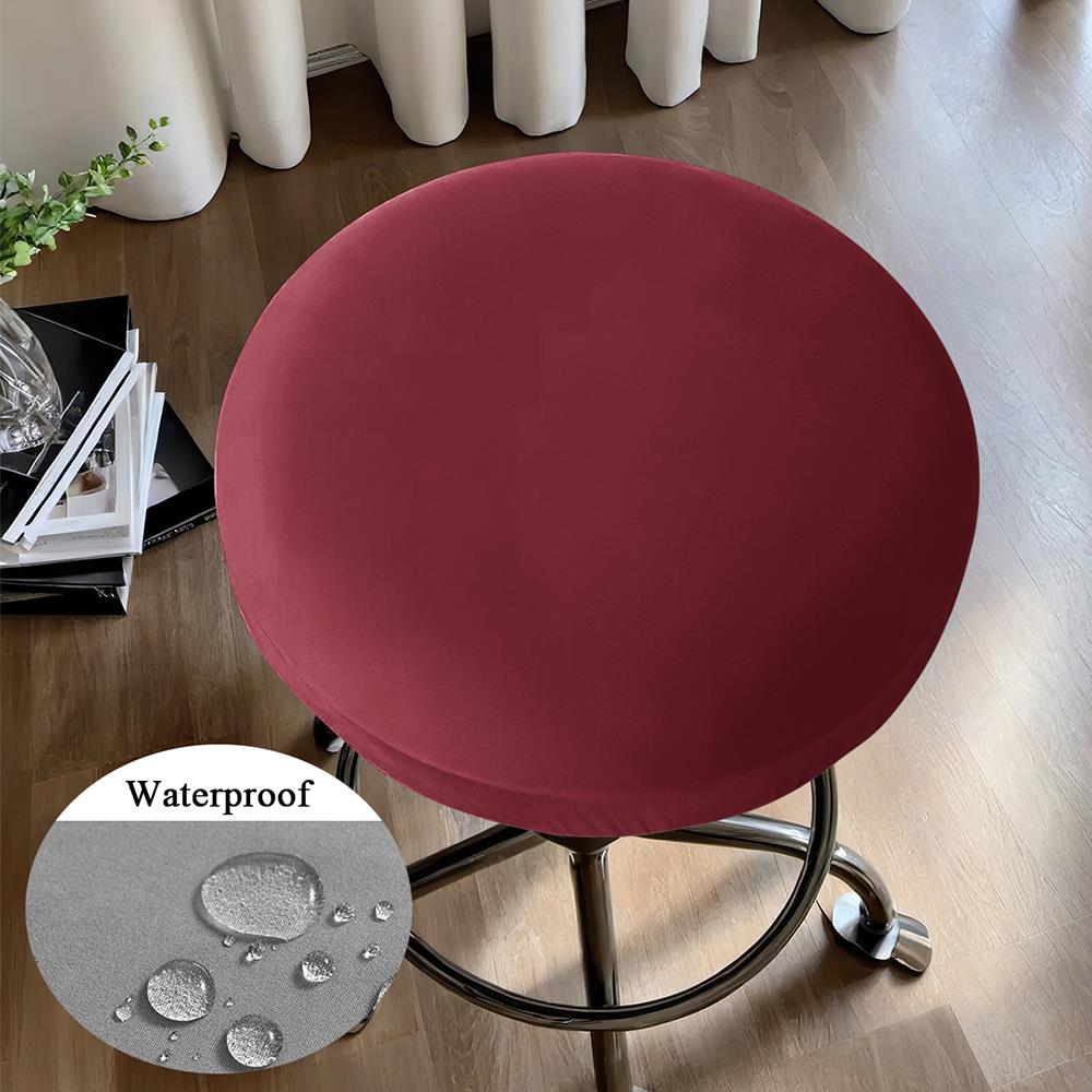 1PC Solid Color Elastic Waterproof Milk Silk Round Stool Cover Suitable For Round Stool Cover Anti Dirty Dining Stool Covers