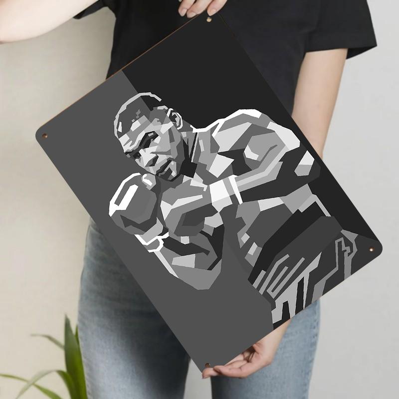 Mike Tyson Boxen Geometrische Kunst Metall Wanddeko für Heim-Fitnessstudio Büro Sportfan Geschenk