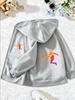 Kids Colorful Soccer Player Silhouette Zip Up Hoodie Loose Long Sleeve Hooded Jacket Sports Casual Outerwear For Boys Girls