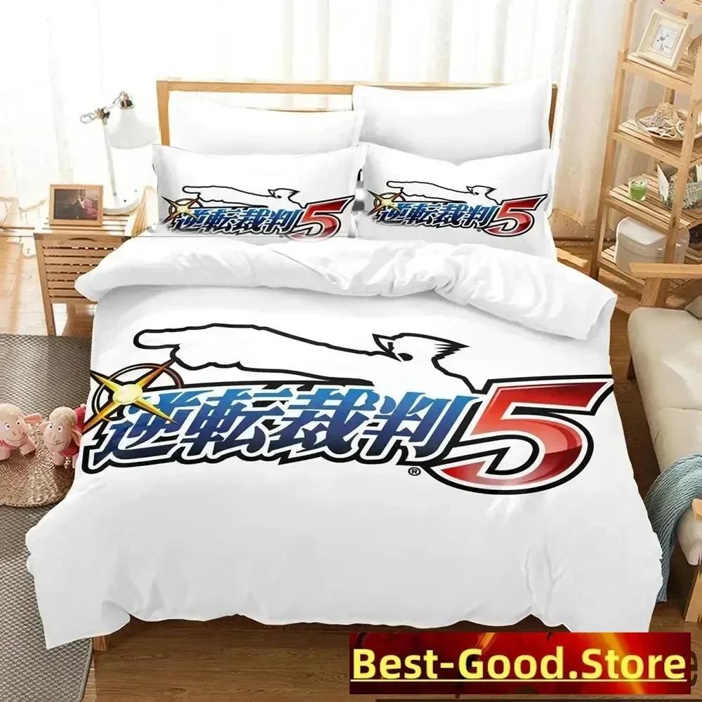 

Comforter 3D Ace Attorney Anime Bedding Set Printed Bed Set With Bed Single Double Queen Super King Size Boys Adult Comforter (quilt)-EU Single(135*200cm)3pcs