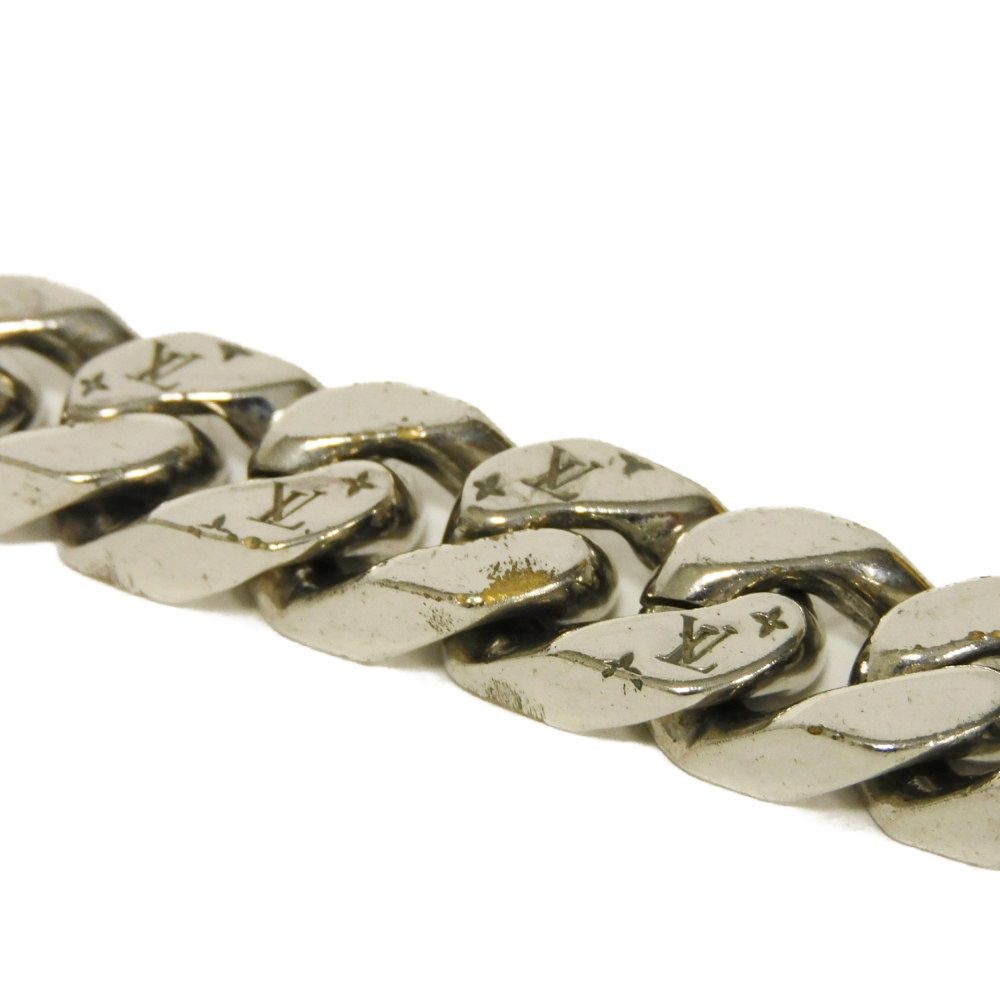 Used 12564 Collier LV Chain Links M69987 7984 LV Logo Flower Curb Chain Monogram Metal Silver Men's from Japan AUTHENTIC