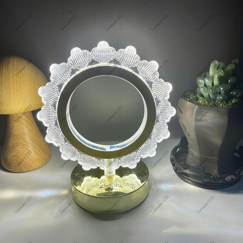 Sunflower-shaped Acrylic Table Lamp Ambient Desk Light Tricolored USB Rechargeable LED Color-changing Night Light for Home Decor