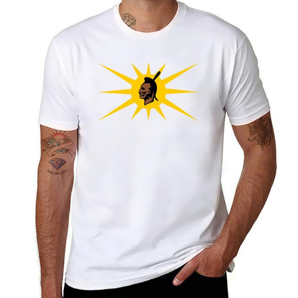 Mohawk Warrior Flag Iroquois Canada and USA yellow and black background HD High Quality TShirt All Match Print Short Sleeve Top