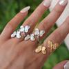 Exquisite Butterfly Design Stainless Steel Rings 18K Gold Plated Waterproof High Quality Zircon For Daily Wear Vacation Seaside