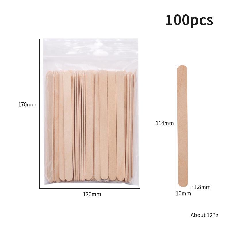 100 Disposable Wooden Sticks for Hair Removal Waxing & Scraping