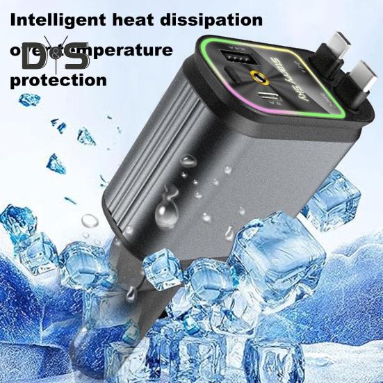 Încărcător auto retractabil 4 în 1 Starlight Roof Light Adaptor dublu tip C pentru încărcare rapidă Cabluri retractabile Încărcător USB pentru iPhone