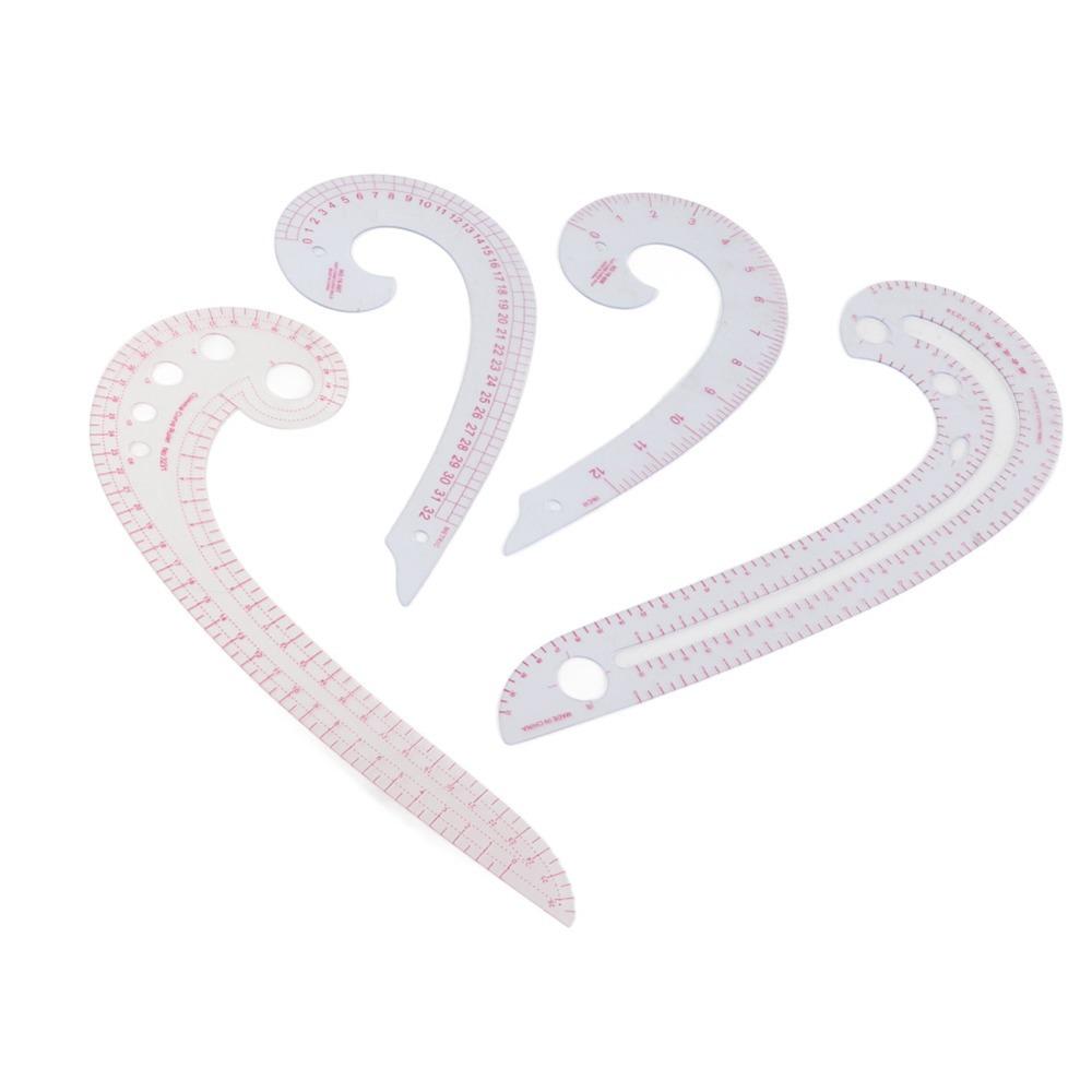4pcs Lightweight French Curve Ruler Comma Shaped Curve Ruler Set Sewing Trimming Ruler For Tailors