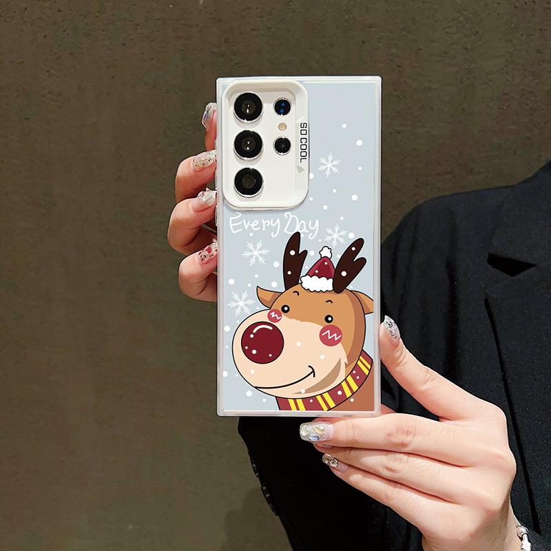 Husă pentru telefon cu laser pentru astronauți de Crăciun pentru iPhone 15 14 Pro Max 13 12 11 Samsung S23 S22 Ultra A54 A53 Copertă din spate cu model de căprior Moș Crăciun antișoc