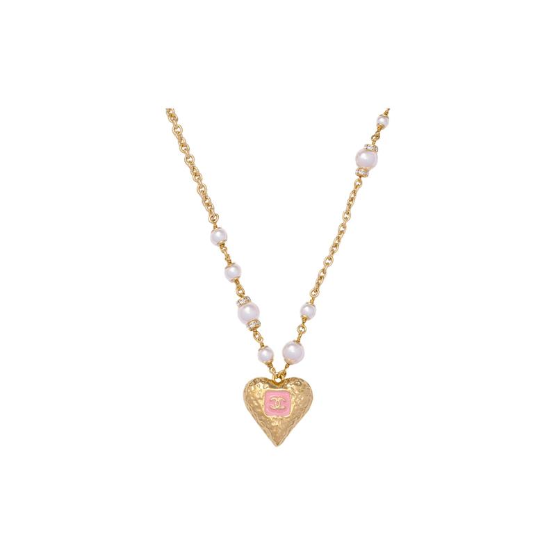 

CHANEL 23k Love Classic Double C Pearl Necklace Women’s Gold золотий