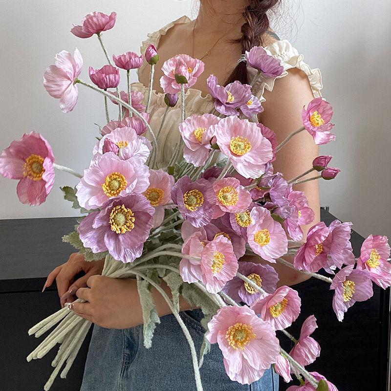 

Высококачественный флокированный цветок-имитация мака, искусственный цветок, шелковый цветок, букет для гостиной, цветочное украшение