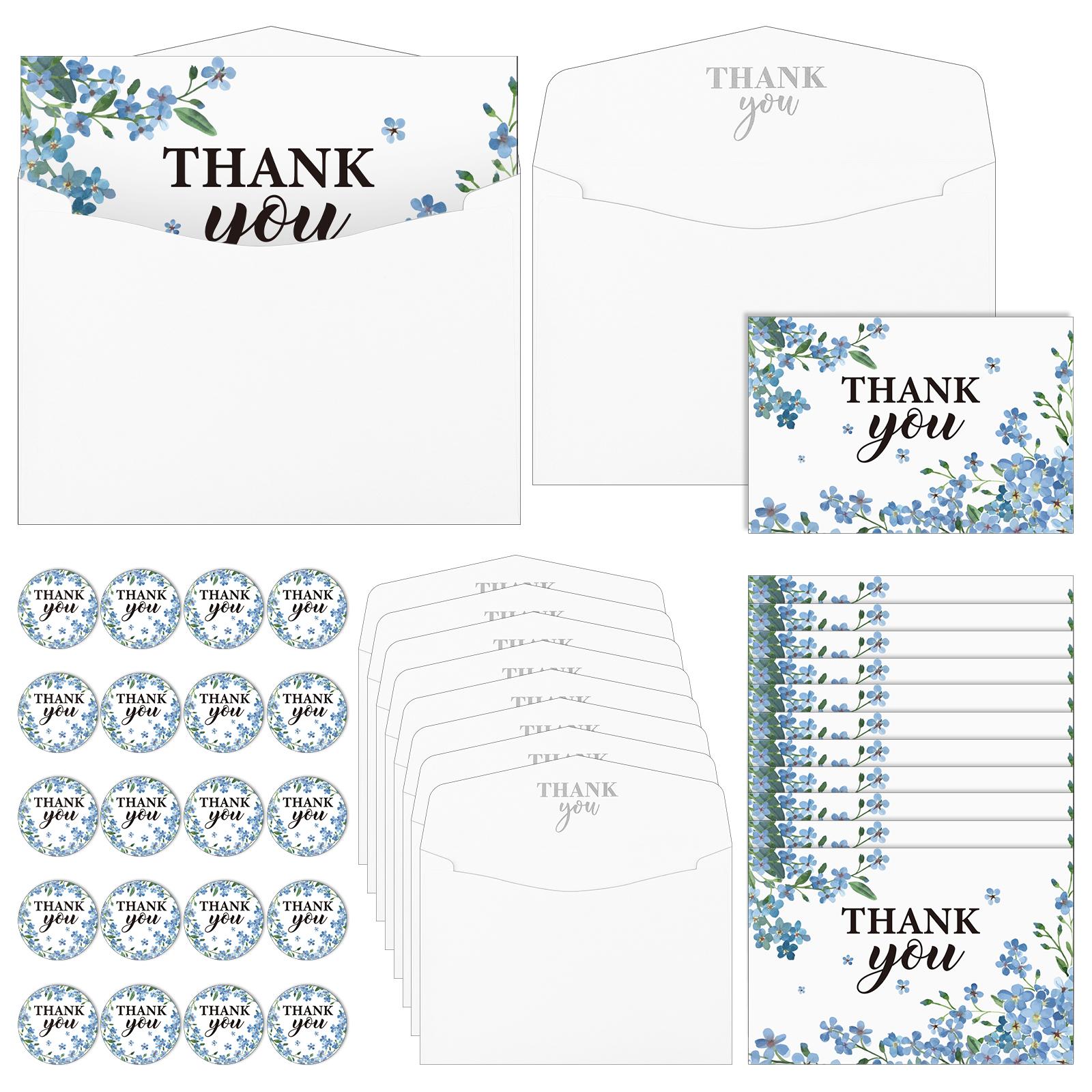 

20 Set Forget Me Not Funeral Thank You Cards With Envelopes And Stickers, Sympathy Cards Bulk Funeral Memorial Bereavement Gifts 1