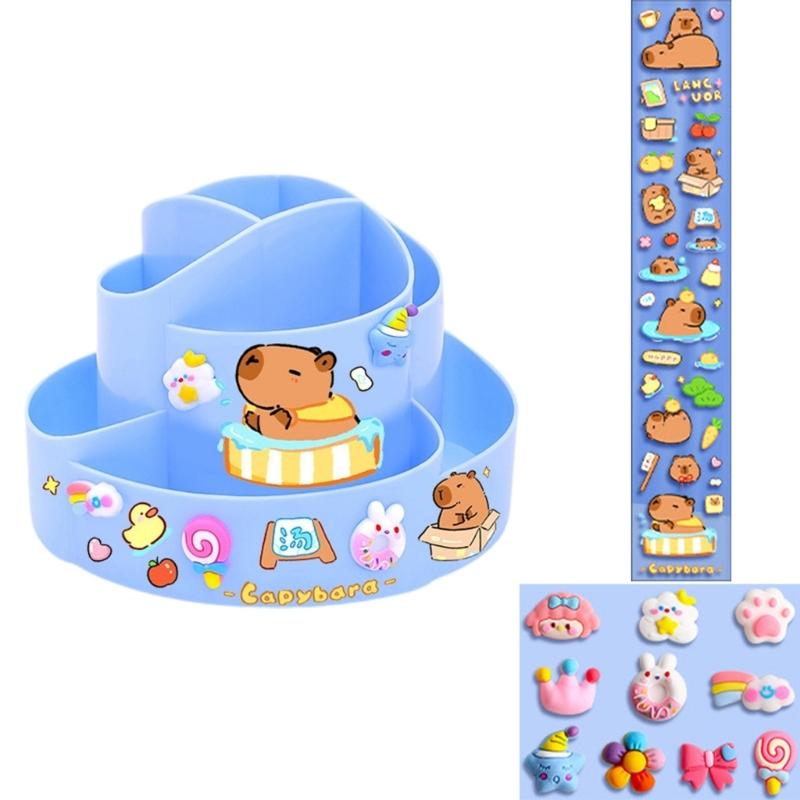 

Multifunctional 9 Compartment Storage Box With Decorative For Pens Supplies Organization Desktop Solution синій