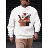 Men's Casual Round-Neck Sweatshirt with Santa Claus Print from Chimney 100% Cotton Printed Long-Sleeve Crew Neck Pullover