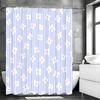 Blue Striped White Floral Shower Curtain, Bathroom Decorative Shower Curtain, Waterproof Shower Curtain with Hooks