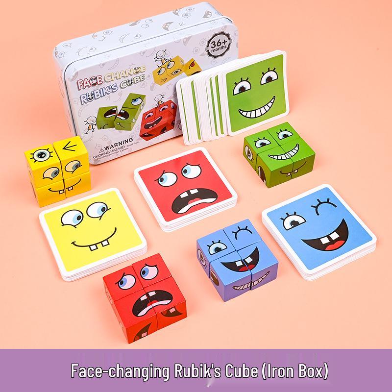 Smiley Face Magic Cube: Educational Building Blocks & Interactive Parent-Child Tabletop Game
