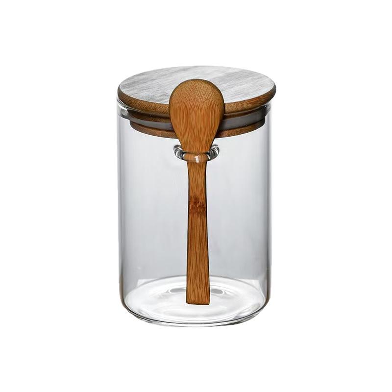 Airtight High Borosilicate Glass Jar with Spoon for Kitchen Storage: Perfect for Grains, Dried Fruits, and Coffee Beans