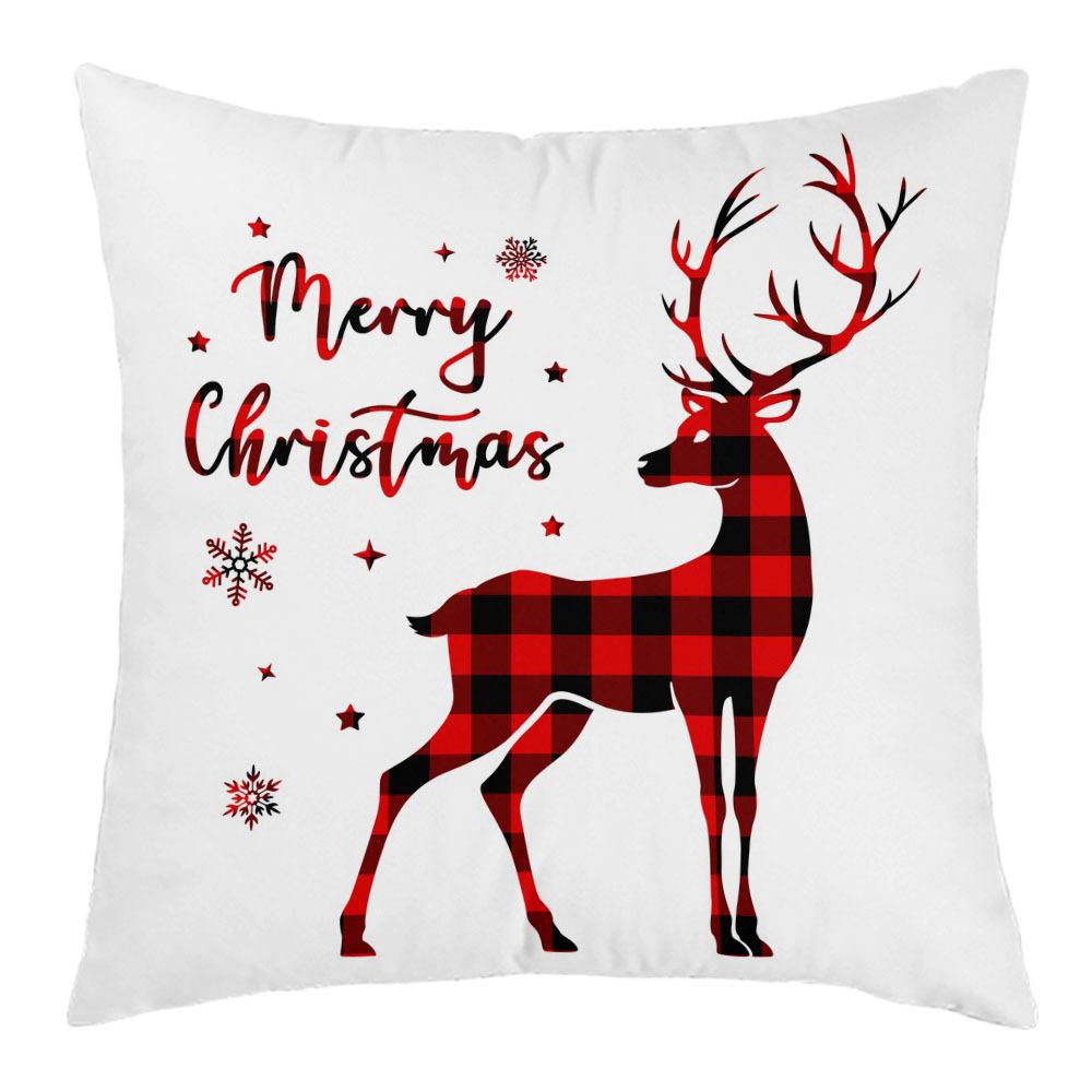 New Christmas Short Plush Pillow Cover Peach Skin Digital Printing Cushion Cover Christmas Snowman Pattern