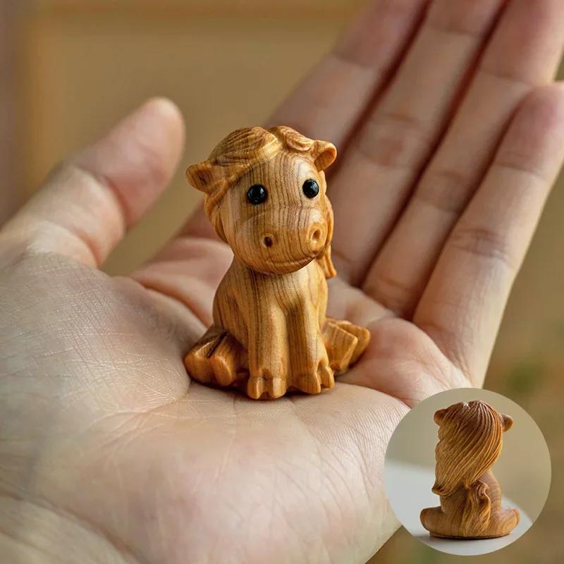 Mini Cute Wooden 12 Zodiac Snake Dragon Rat Rabbit Dog Chick Monkey Figures Animal Fun Desktop Ornament Home Decor Birthday gift