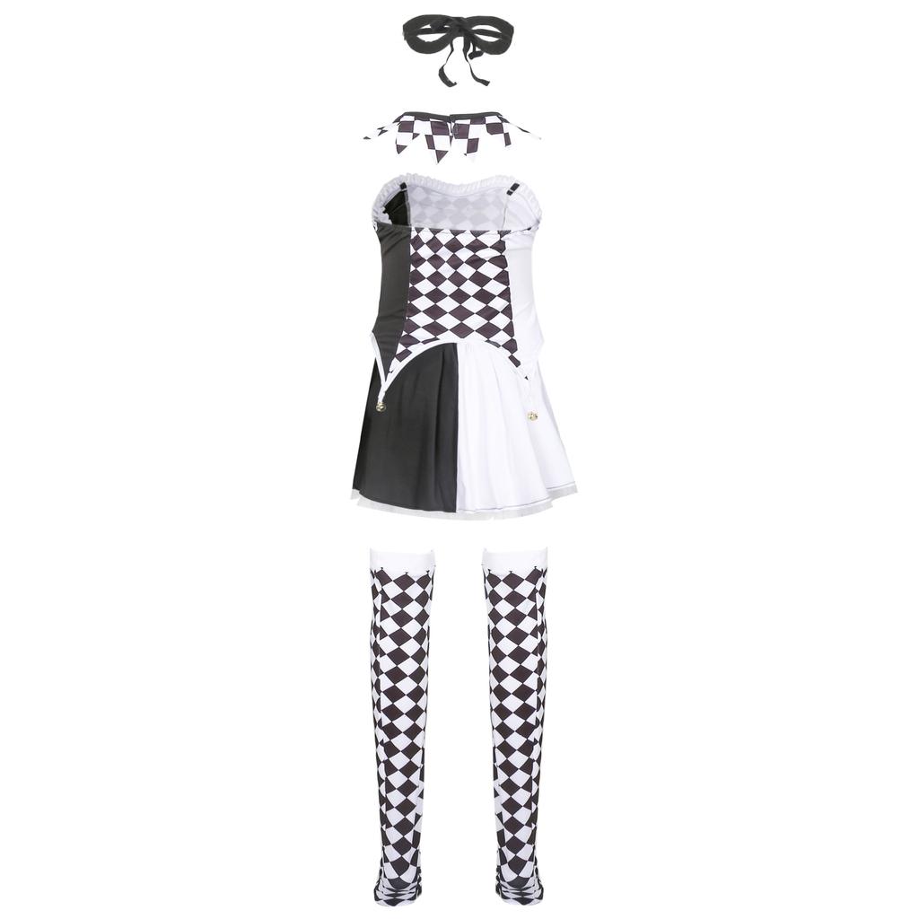 Drag queen, vampire clown costume, Halloween costume, demon costume, cosplay plaid harlequin costume