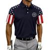 Men Golf Polo Shirt Short Sleeve Button Up Collared Top with USA Flag Print Casual Athletic Fit for Outdoor Sports