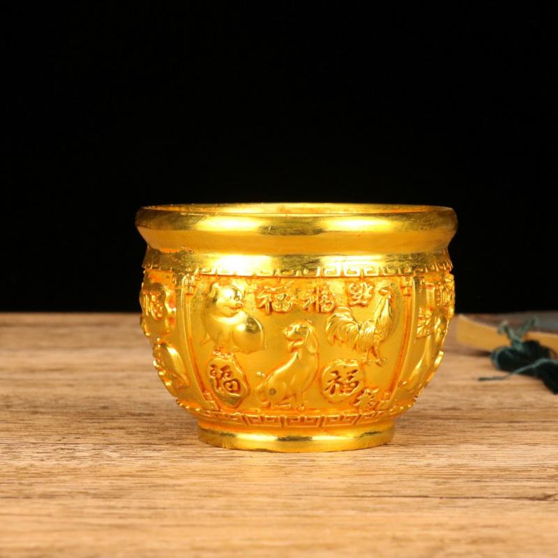 Alloy Cylinder Ornament Collection Imitation Copper Gilt Zodiac Cylinder Ornament