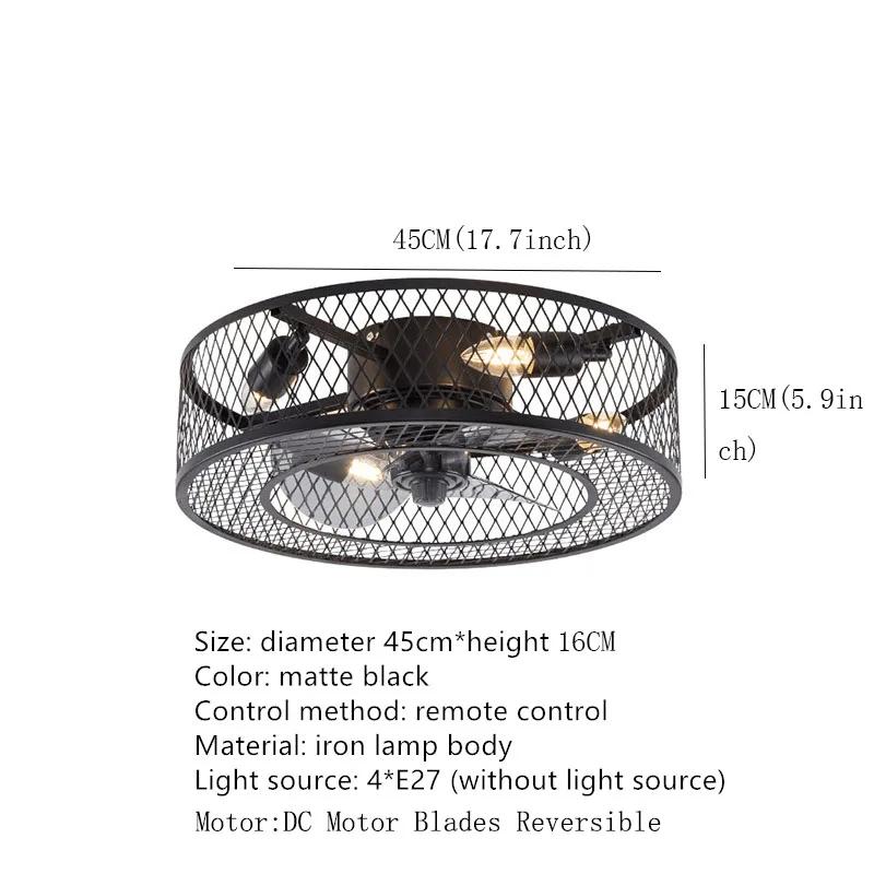 Modern American Style Ceiling Fan Light Wrought Black Pendant Light Remote Control Loft Living Room Bedroom Fan Light 220V 110V