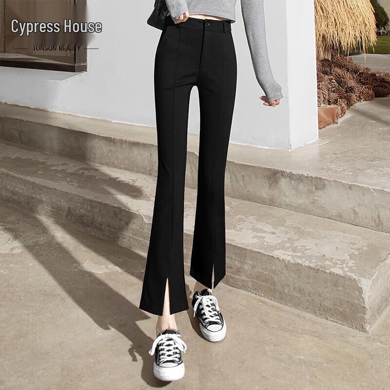 Siboosher Women's High-Waist Slit Flared Cropped Pants