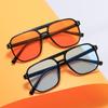 Retro Double Bridge Oversized Sunglasses with Ocean Lens – Fashionable Sun Protection Glasses
