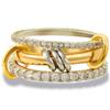 Creative Three-in-one Set of Rings, Fashionable and Versatile Interlocking Two-color Rings, Hip-hop Style Stacked Women's Rings