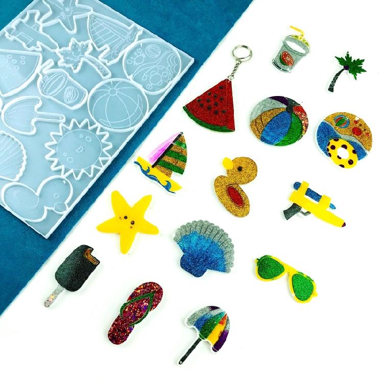 Silikon Harz Gussform Anhänger Schmuckformen für m/ Aufhängeloch für DIY Basteln Maki