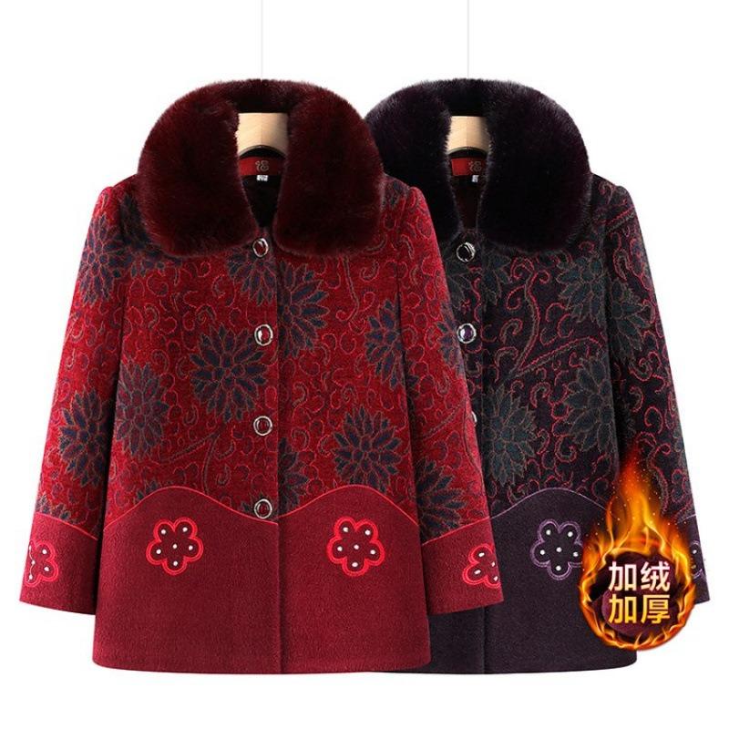 Grandma winter velvet thickened coat old woman mother winter padded coat mother-in-law old lady padded jacket