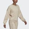 Adidas Plain Round Neck Pullover Sweatshirt Women Tops Beige HE3098