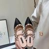 Korean version of heightening wind and summer, rivets, pointed heads show legs, long cool slippers, thick heels, baotou, half slippers, sexy