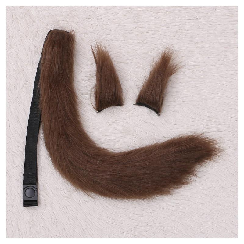 Un accessoire de cosplay de fille renard fait main, une barrette d'oreille de bête, une queue de bête, un ensemble queue paire d'oreilles de renard