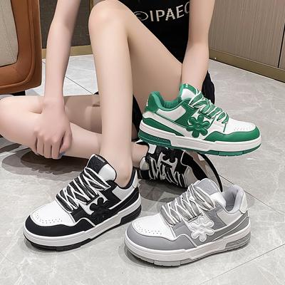 New Autumn Women's Thick Soled Sports Shoes Lacing Non-slip Wear-resistant Shock Absorption Leisure Vulcanized Shoes