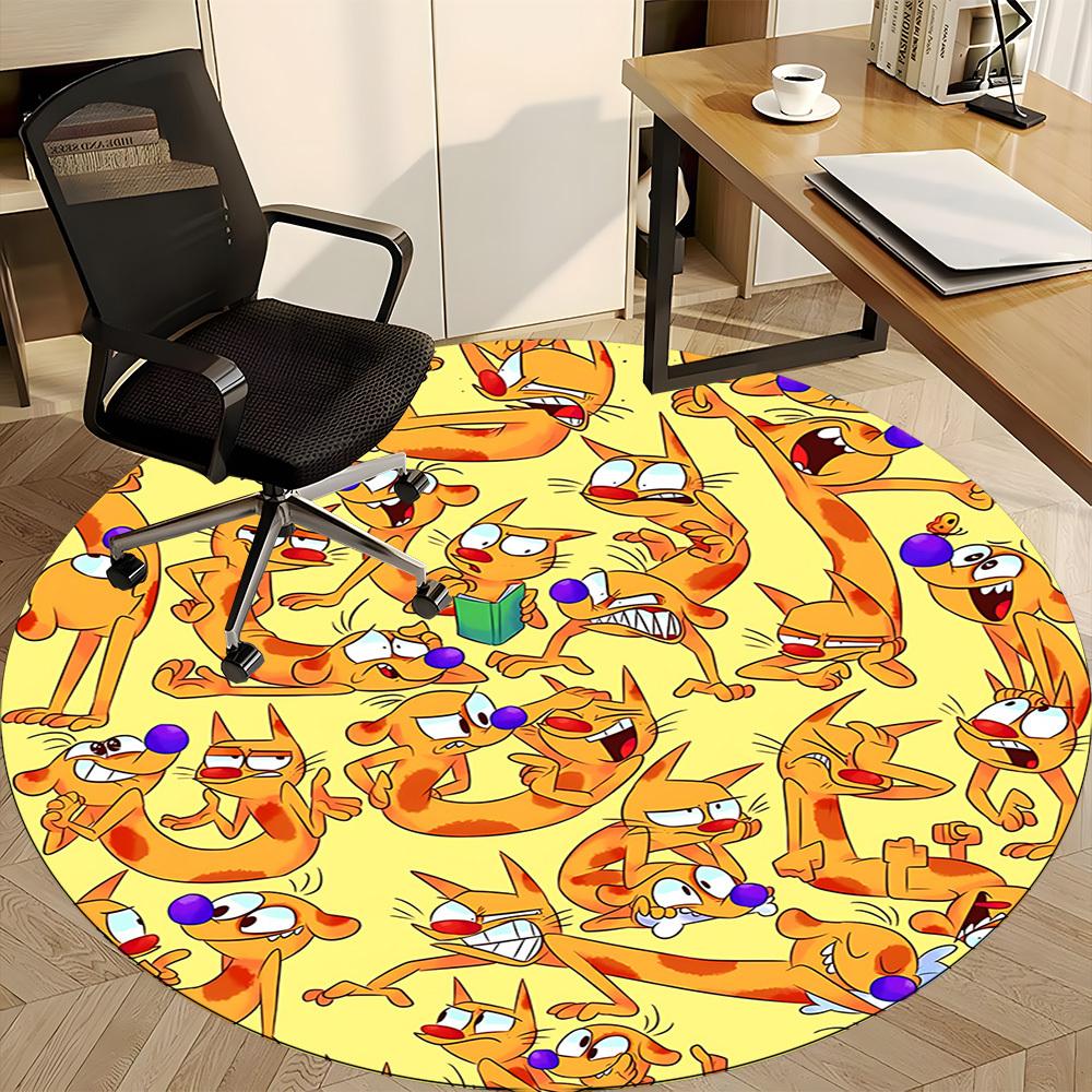 1 Stück Katze Hund Büro Runder Teppich, Schlafzimmer Wohnzimmer Heimdeko, Zimmerdeko, Offic a1016120