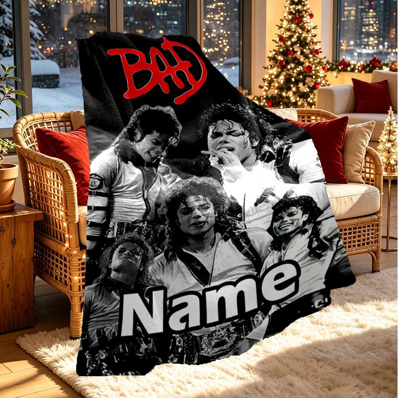 Custom Name Personalized Michael Jackson Print Blanket, Home Decor, Bedroom, Sofa, Camping, Couch, Gifts for Birthday Christmas