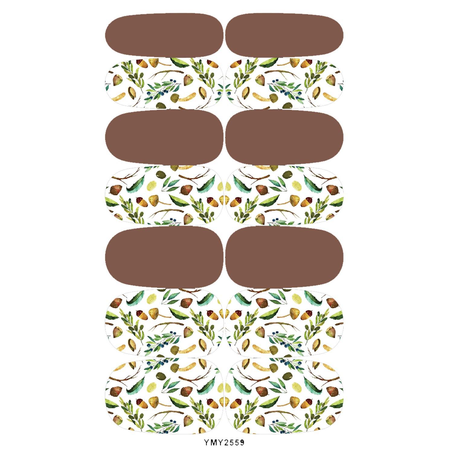 Autumn Wind Floral Maple Leaf Waterproof Nail Art Stickers Full Cover No-Bake Patches