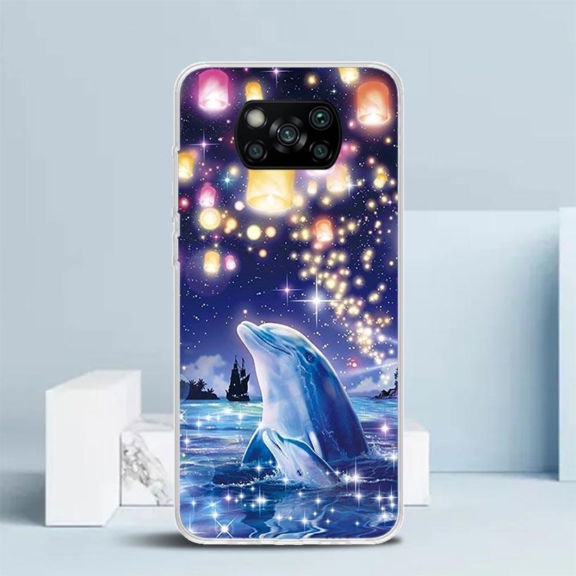 Ocean Animal Cute Dolphin Phone Case For Xiaomi Poco F7 Ultra X5 X6 X7 Pro M7 Redmi 15C 15 13C 13 12C 12 10C 10 10A 9 9C 9A 9T C