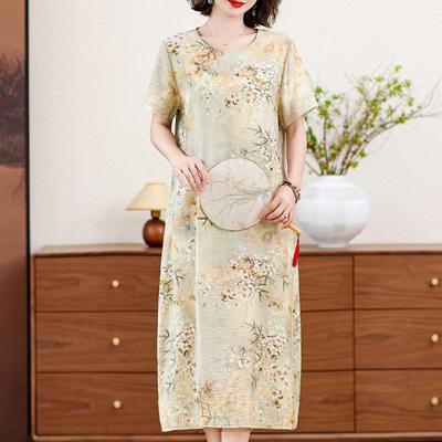 Summer Elegant Dresses for Women Plus Size Casual Short Sleeve Long Dress Summer Vintage Clothes